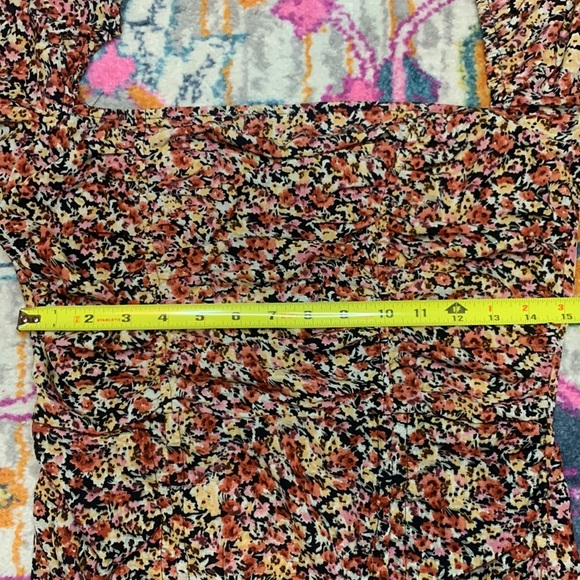 Pretty Little Thing Multi Floral Chiffon Double Ruched Bodycon Dress Shabby Chic - Picture 9 of 13